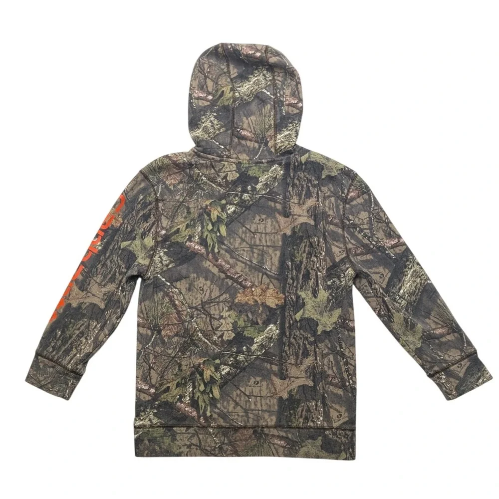 Carhartt Hoodie Boys Small 8-10 Mossy Oak Camo Orange Logo Pullover Sweatshirt